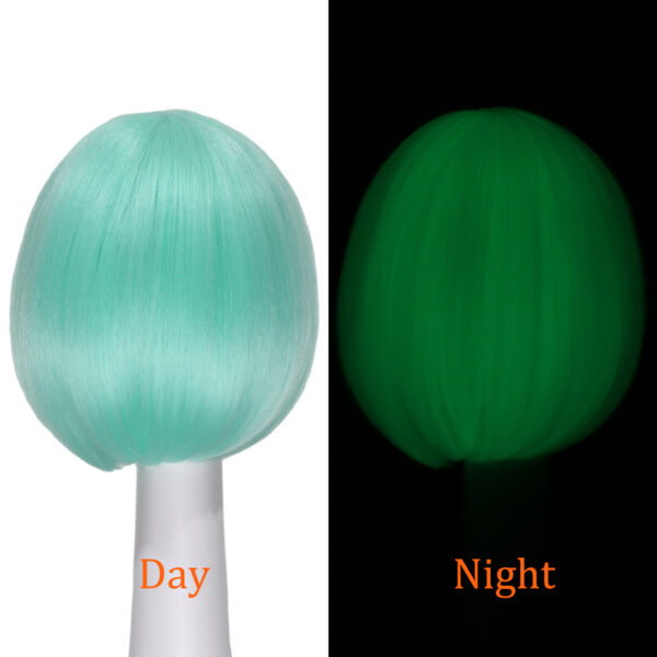 Orgwigs glowing in the dark short bob wig with bangs light green color