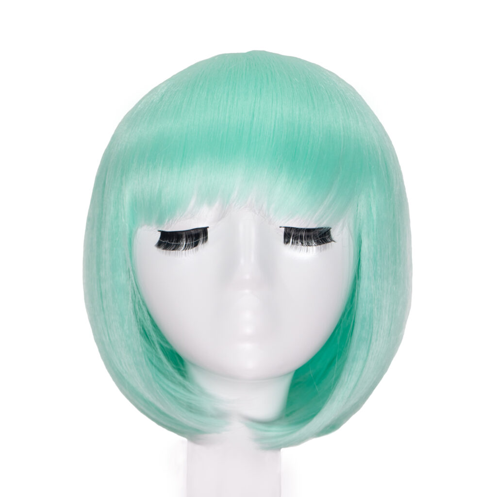 Orgwigs glowing in the dark short bob wig with bangs light green color