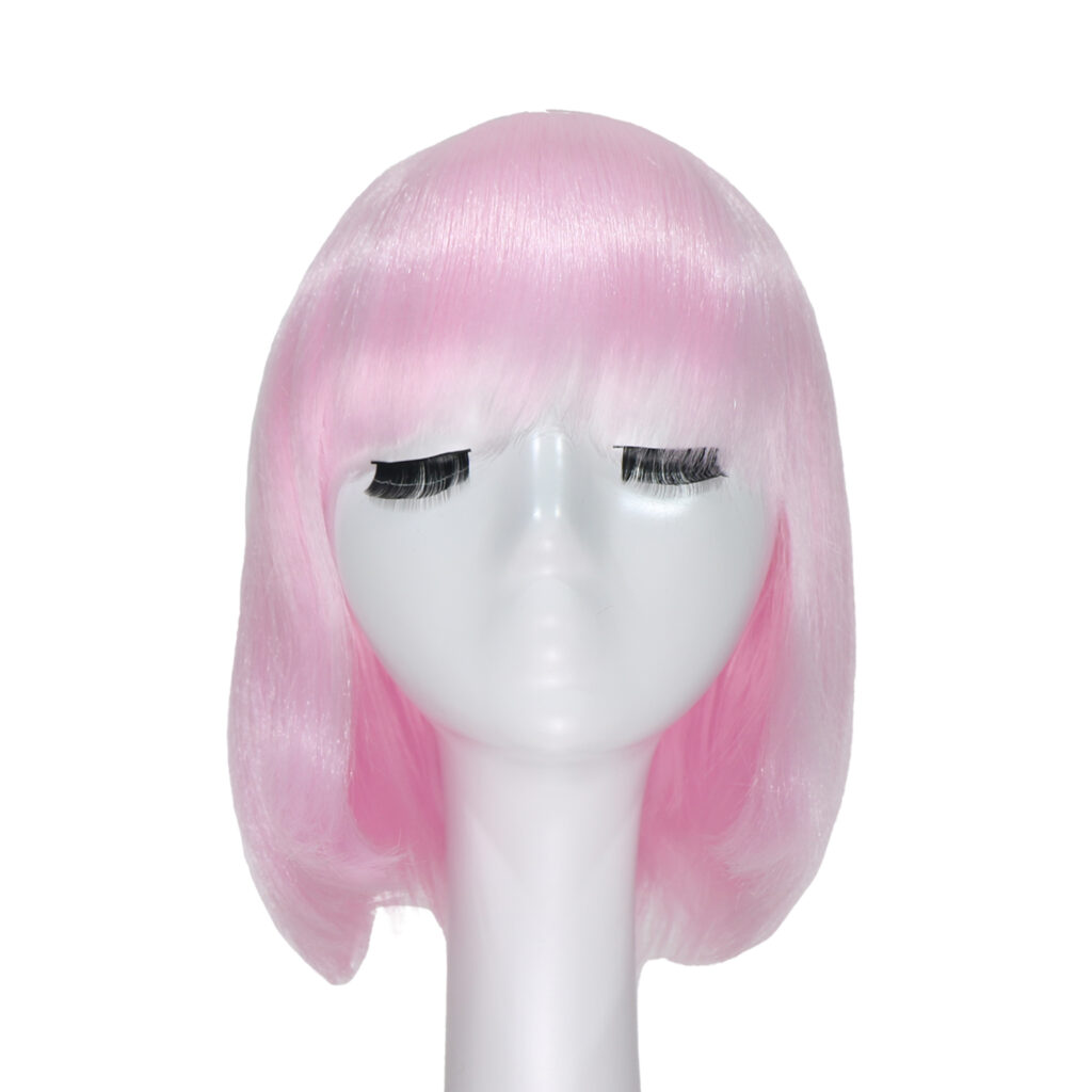 Orgwigs glowing in the dark short bob wig with bangs pink color